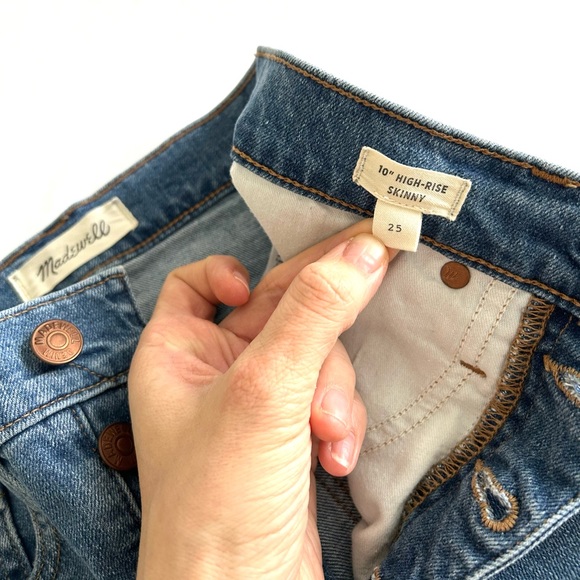 Madewell 10" High-Rise Button Front Blue Denim Skinny Jeans - Picture 5 of 11